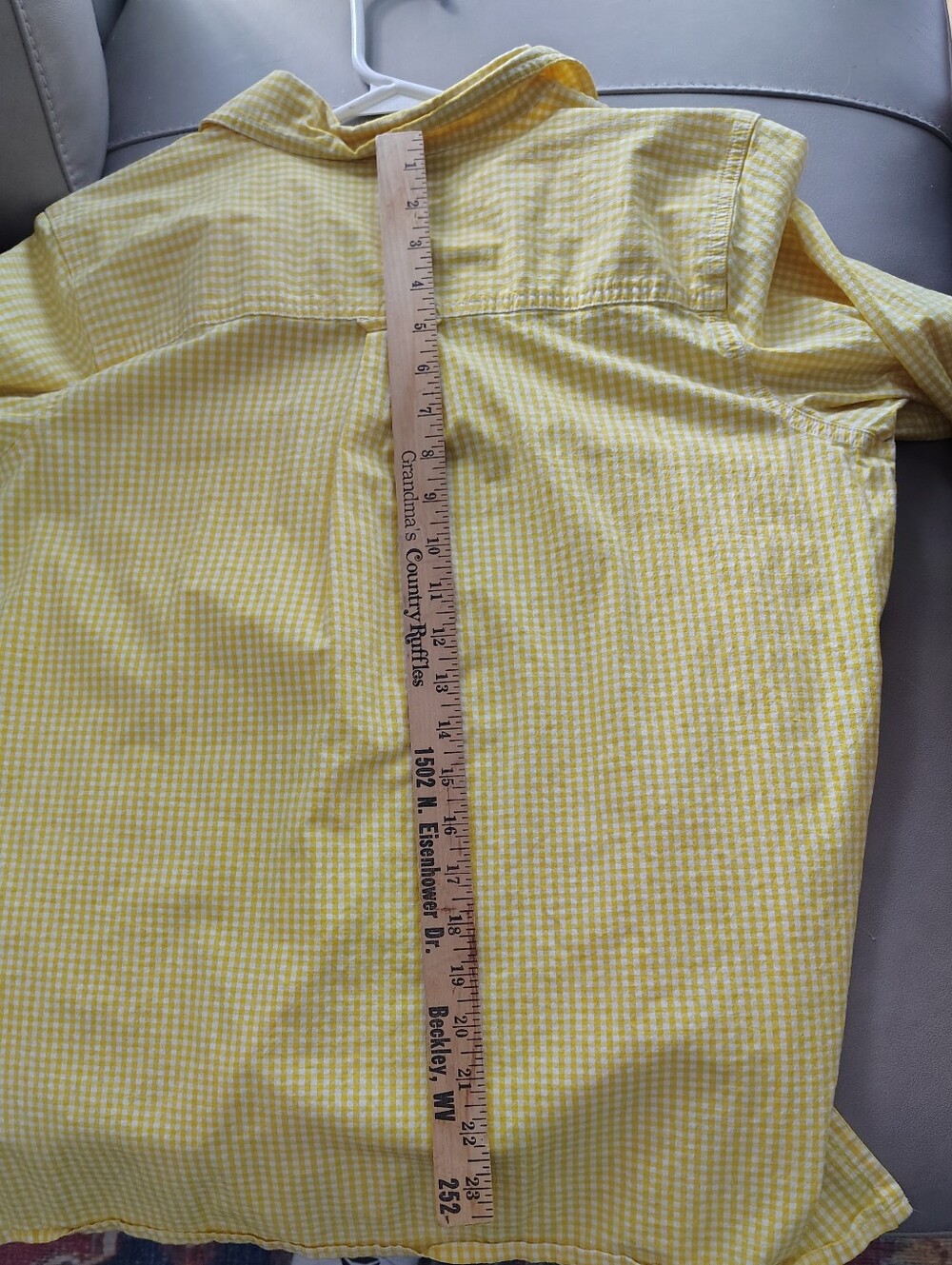 Denim&Co  Size L Yellow Gingham Button-Front Shirt - Picture 4 of 7